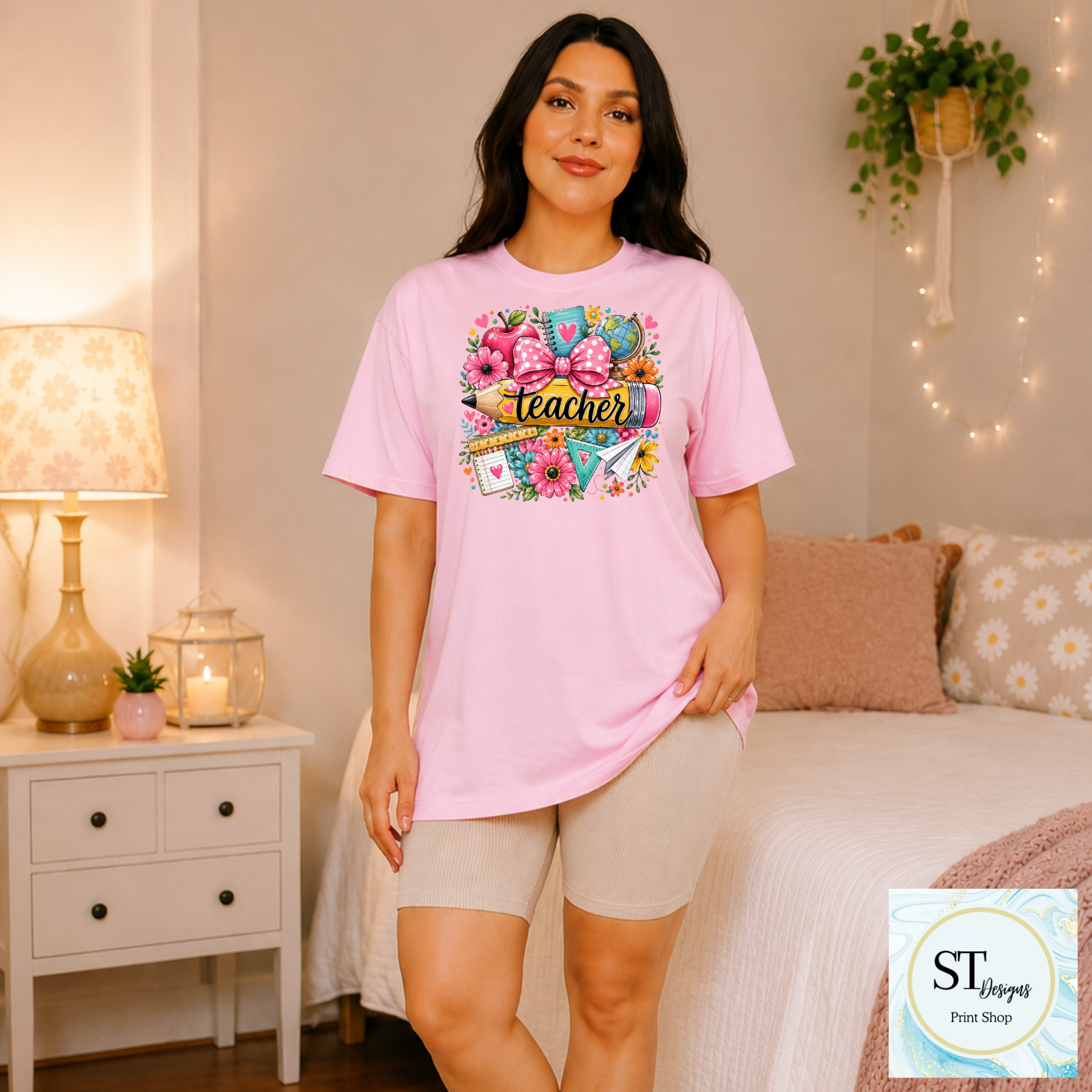 Cute Teacher Graphic T-Shirt | Pencil & Floral Teacher Shirt | Back to School Teacher Tee | Teacher Appreciation Gift | Unisex S-5XL-6