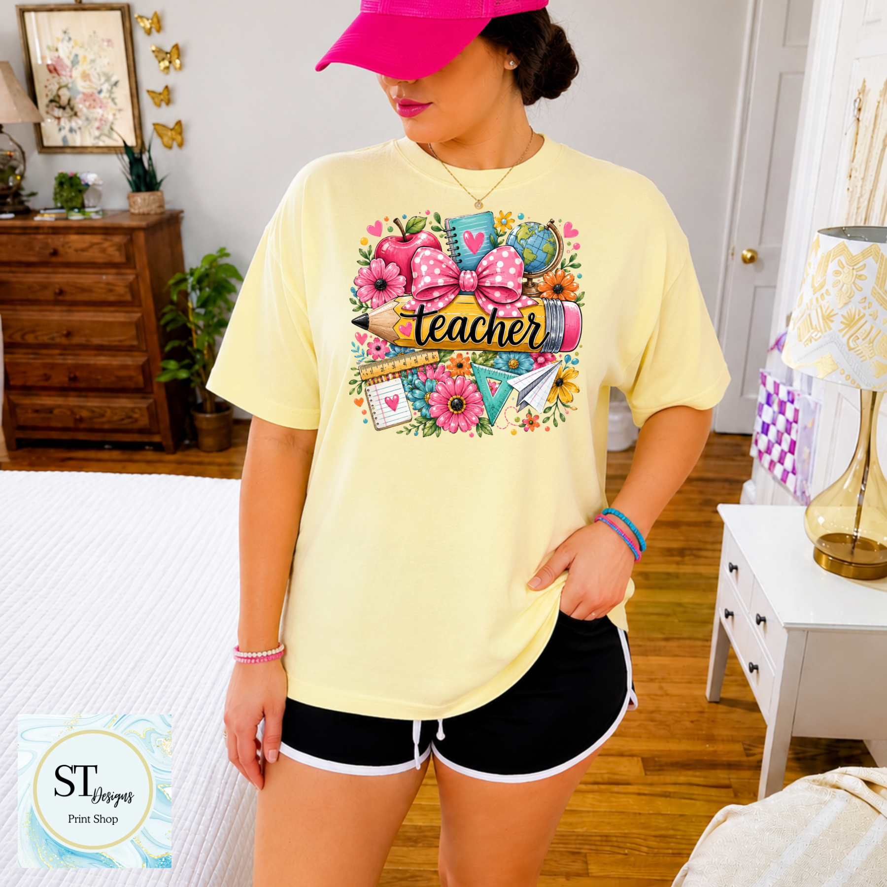 Cute Teacher Graphic T-Shirt | Pencil & Floral Teacher Shirt | Back to School Teacher Tee | Teacher Appreciation Gift | Unisex S-5XL-10