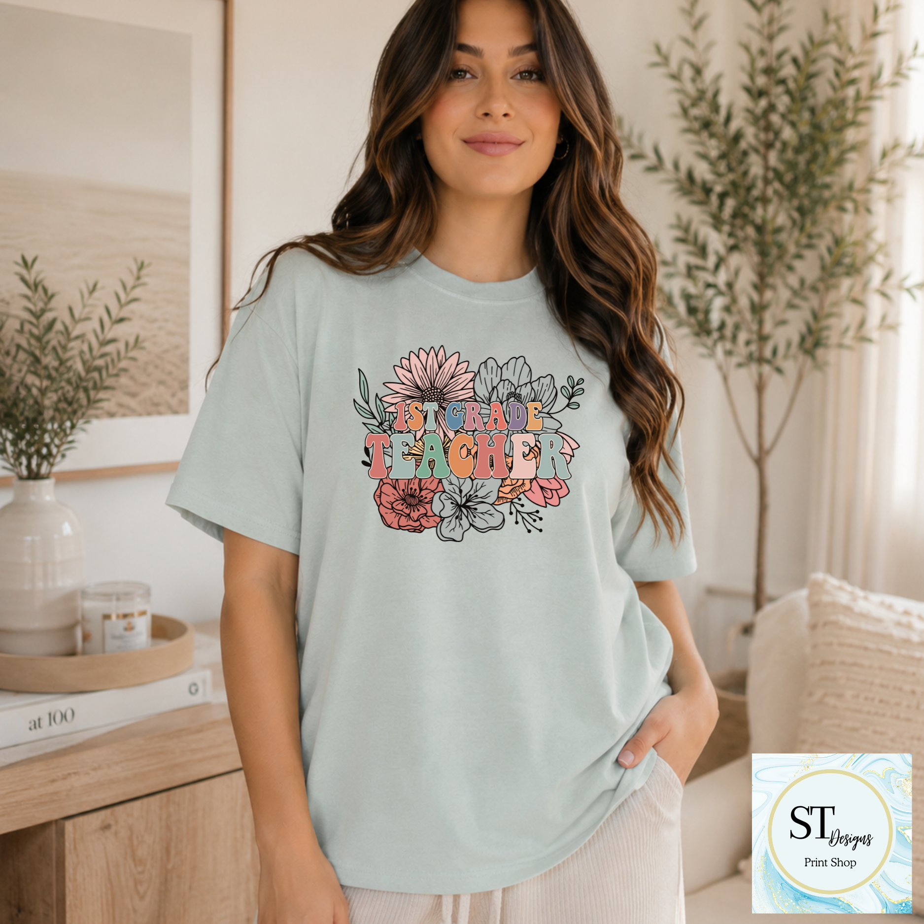1st Grade Teacher Floral-3