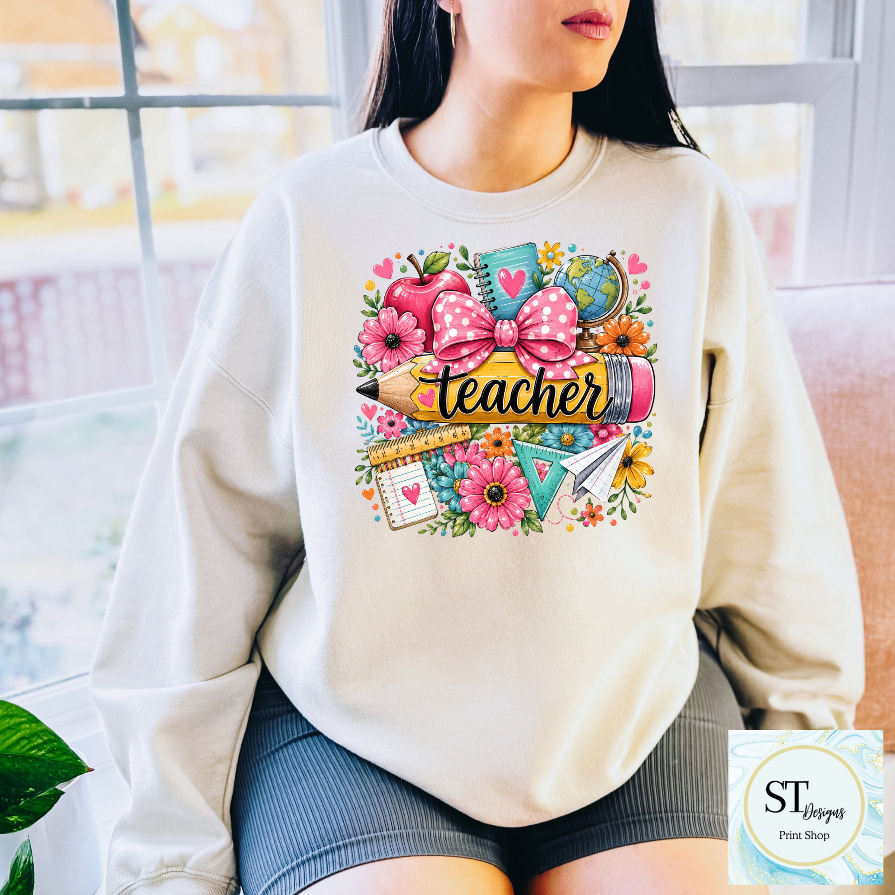 Cute Teacher Graphic T-Shirt | Pencil & Floral Teacher Shirt | Back to School Teacher Tee | Teacher Appreciation Gift | Unisex S-5XL-5