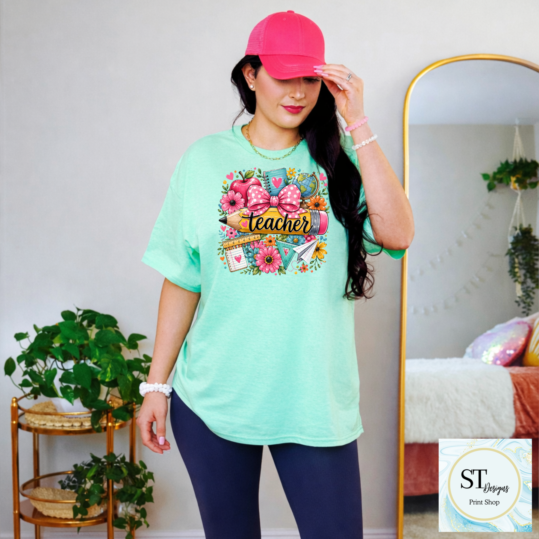 Cute Teacher Graphic T-Shirt | Pencil & Floral Teacher Shirt | Back to School Teacher Tee | Teacher Appreciation Gift | Unisex S-5XL-8