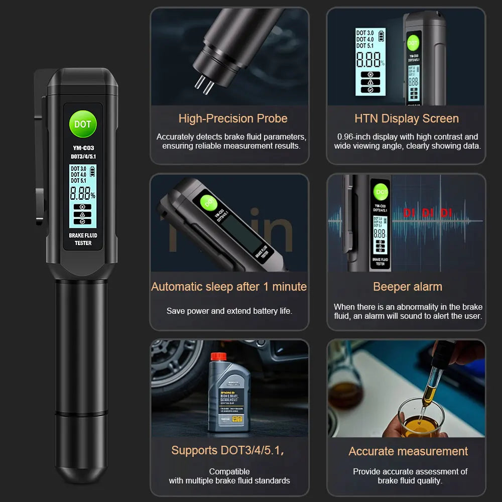 Auto Car Brake Fluid Liquid Tester Pen With Intelligent Display For DOT3/DOT4/DOT5.1 Brake Liquid Tester Diagnostic Tools