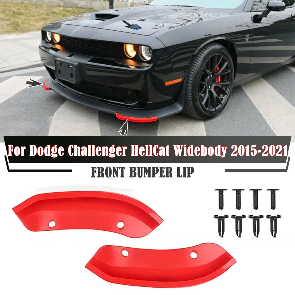 PAIR Front Bumper Splitter Protector Lip For Dodge Challenger SRT Hellcat 2015-2021 Lower Bumper Spoiler Diffuser Guard Cover