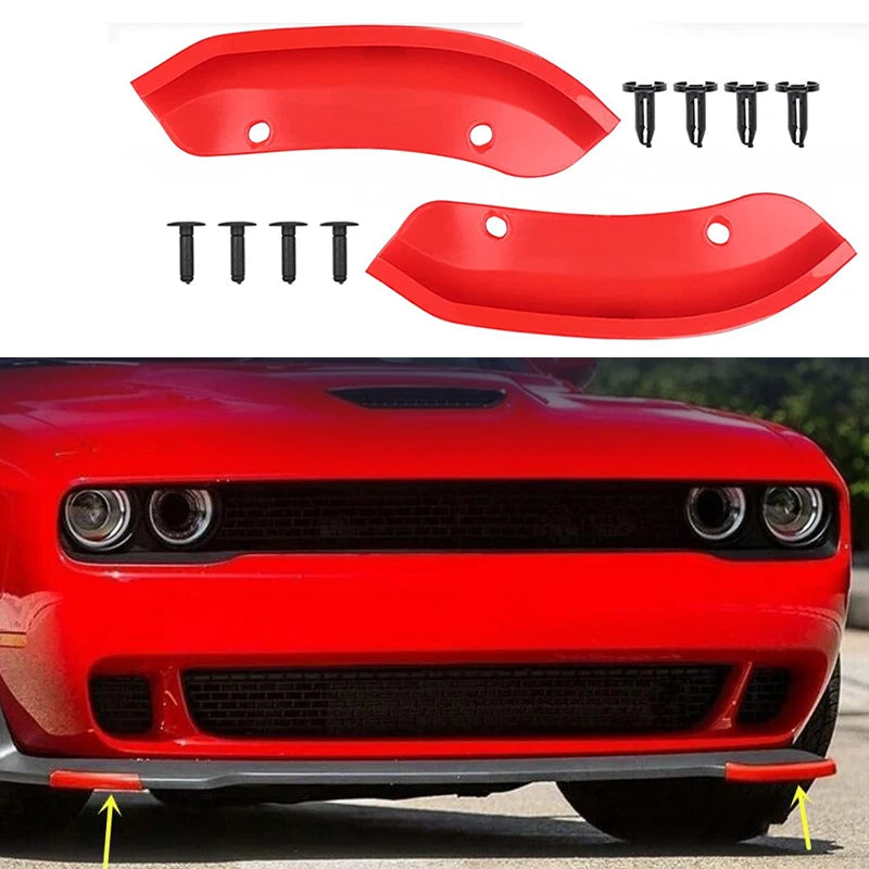 PAIR Front Bumper Splitter Protector Lip For Dodge Challenger SRT Hellcat 2015-2021 Lower Bumper Spoiler Diffuser Guard Cover