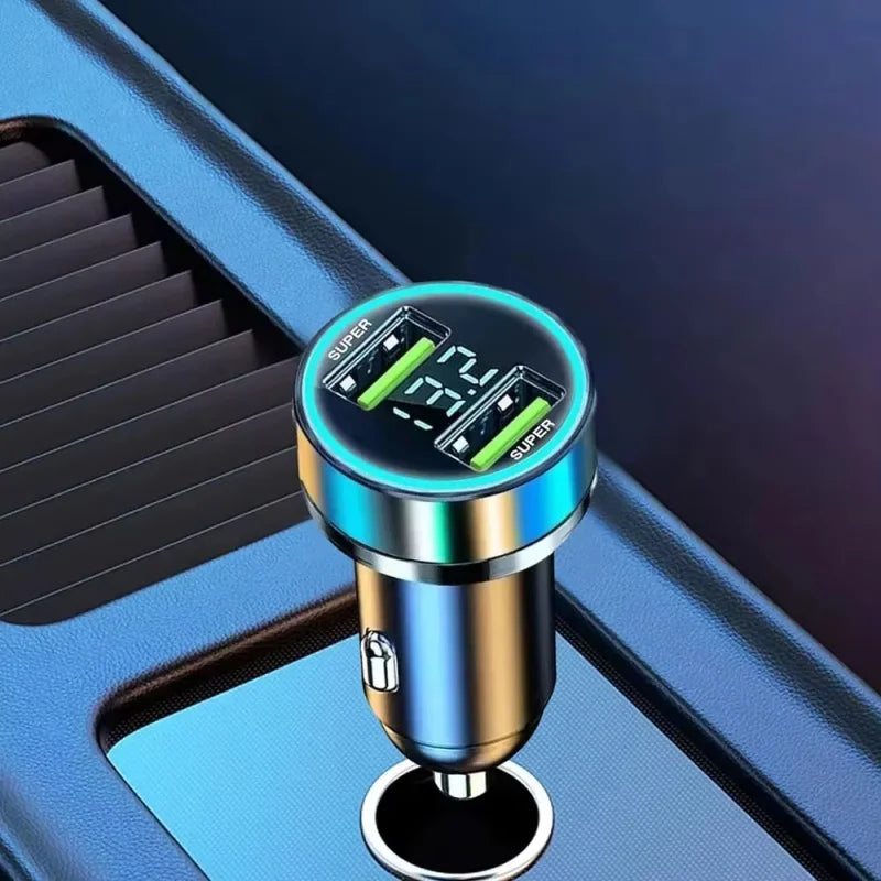 240W Car Charger Fast Charging 2 USB Ports Adapter For IPhone Samsung Xiaomi Quick Charging Chargers With Digital Display