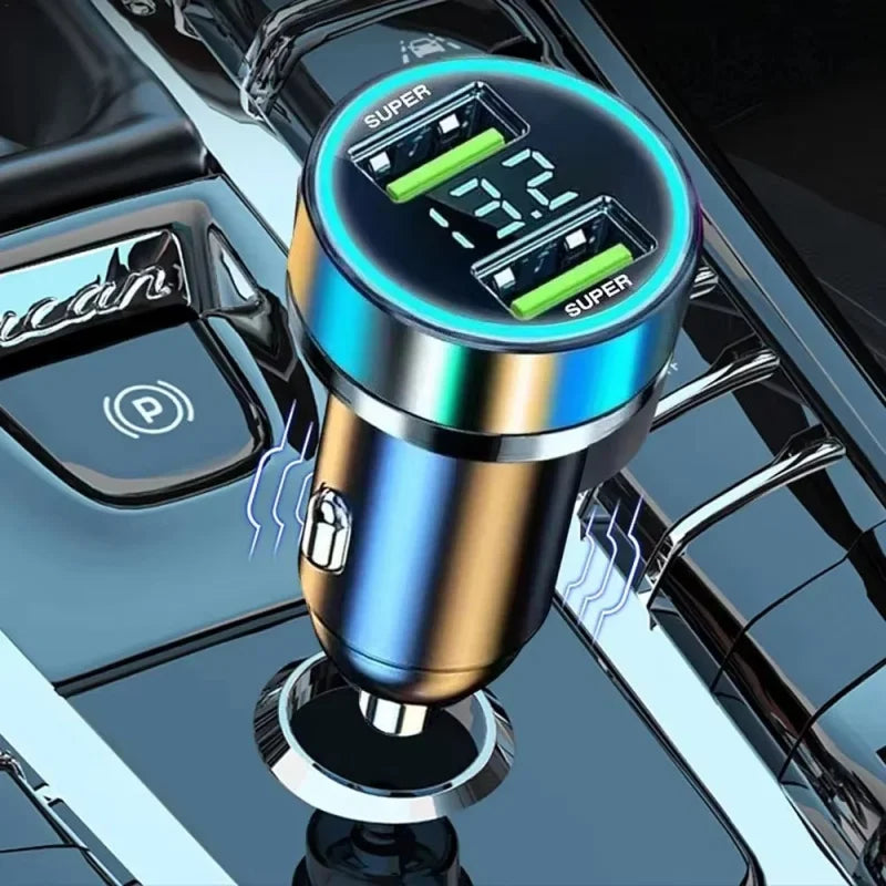 240W Car Charger Fast Charging 2 USB Ports Adapter For IPhone Samsung Xiaomi Quick Charging Chargers With Digital Display