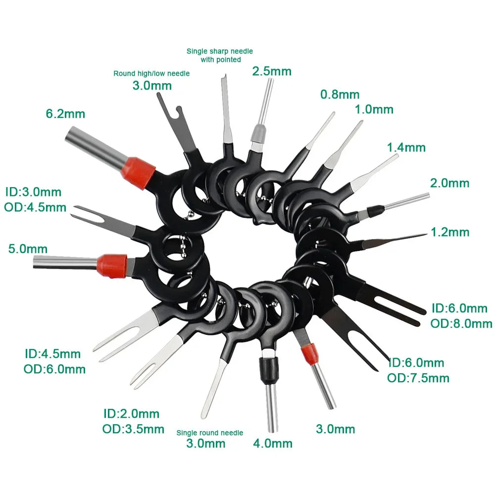 18/26/38pcs Car Terminal Removal Pin Extractor Kit Electrical Wiring Crimp Connector Car Repair Tool Plug Puller Automotive