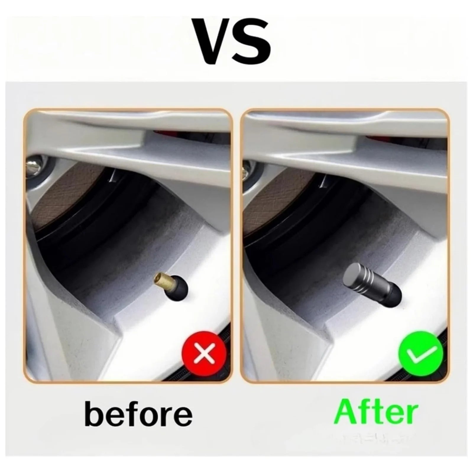4Pcs Aluminum Tire Valve Caps with Knurling Grip, Fit US Schrader Stems, Black/Silver, Durable Air Covers for Cars