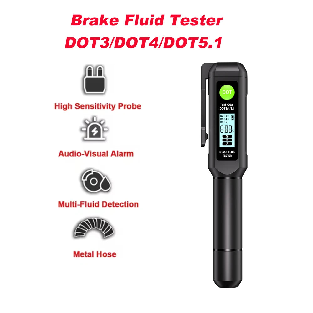 Auto Car Brake Fluid Liquid Tester Pen With Intelligent Display For DOT3/DOT4/DOT5.1 Brake Liquid Tester Diagnostic Tools