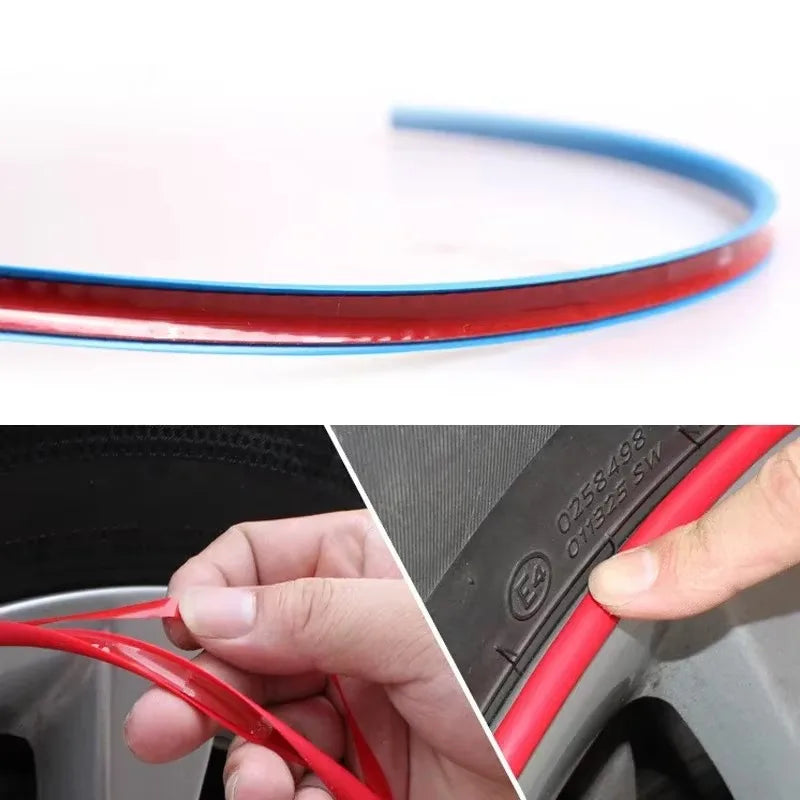 8m/Roll Car Tire Protection Strip, Tire Anti-Scratch Decorative Strip, Rubber Trim Molding, Car Sticker Styling Accessories