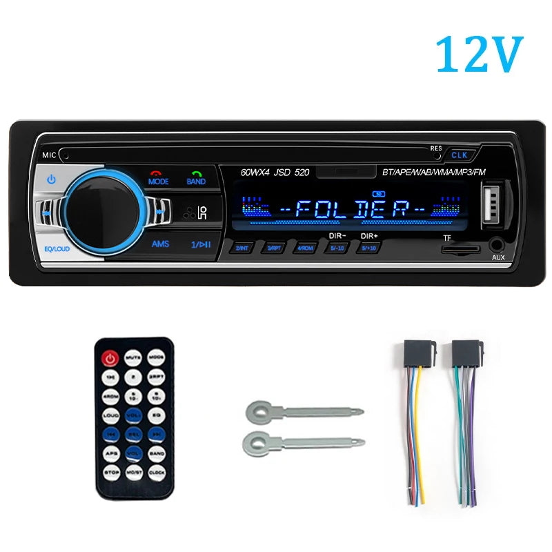 HIPPCRON 12V/24V Car Radio 1DIN Stereo Player Digital Bluetooth5.1 MP3 Player 60Wx4 FM Radio Audio Music  In Dash Fast Charge