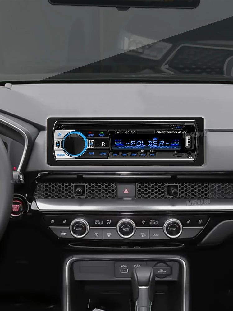 HIPPCRON 12V/24V Car Radio 1DIN Stereo Player Digital Bluetooth5.1 MP3 Player 60Wx4 FM Radio Audio Music  In Dash Fast Charge