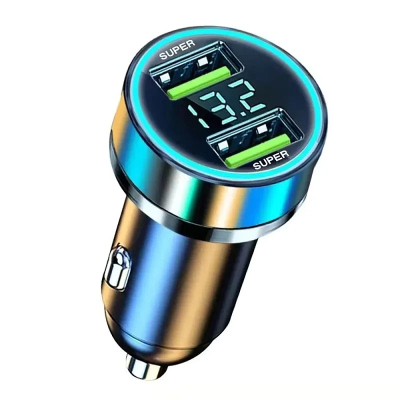 240W Car Charger Fast Charging 2 USB Ports Adapter For IPhone Samsung Xiaomi Quick Charging Chargers With Digital Display
