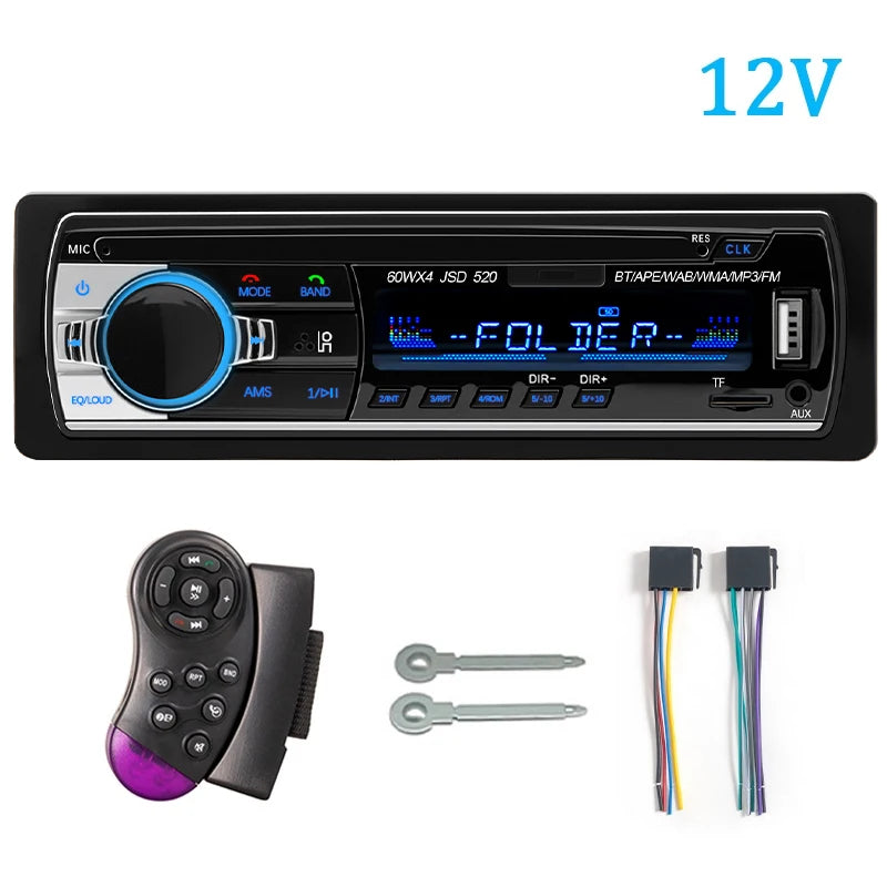 HIPPCRON 12V/24V Car Radio 1DIN Stereo Player Digital Bluetooth5.1 MP3 Player 60Wx4 FM Radio Audio Music  In Dash Fast Charge