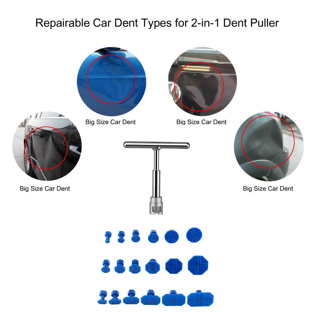 Car Dent Repair Puller, Car Repair Tools Kit With 18pcs Plastic Glue Tabs PlastiT-Handle Dent Remover Universal For Car Accessor