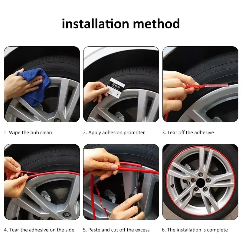 8m/Roll Car Tire Protection Strip, Tire Anti-Scratch Decorative Strip, Rubber Trim Molding, Car Sticker Styling Accessories