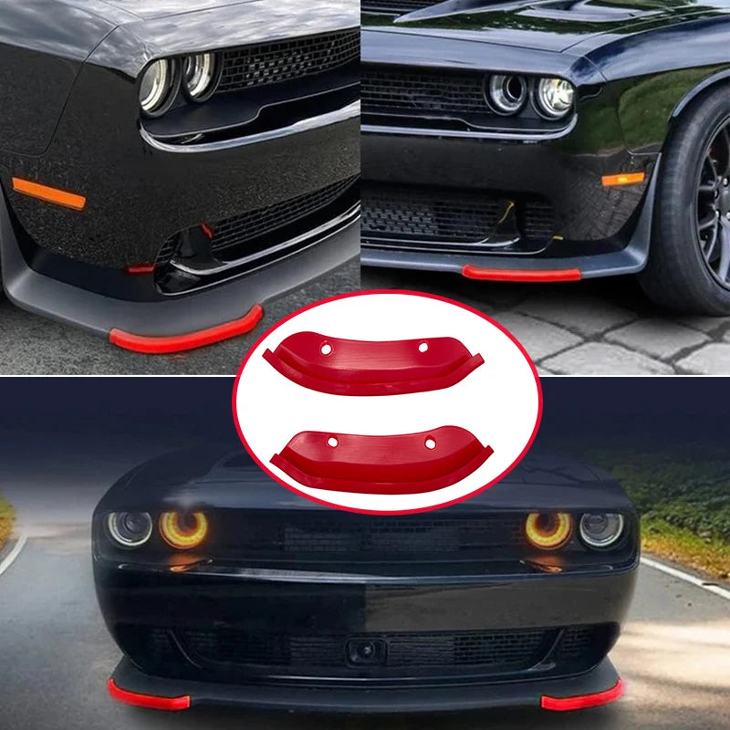 PAIR Front Bumper Splitter Protector Lip For Dodge Challenger SRT Hellcat 2015-2021 Lower Bumper Spoiler Diffuser Guard Cover