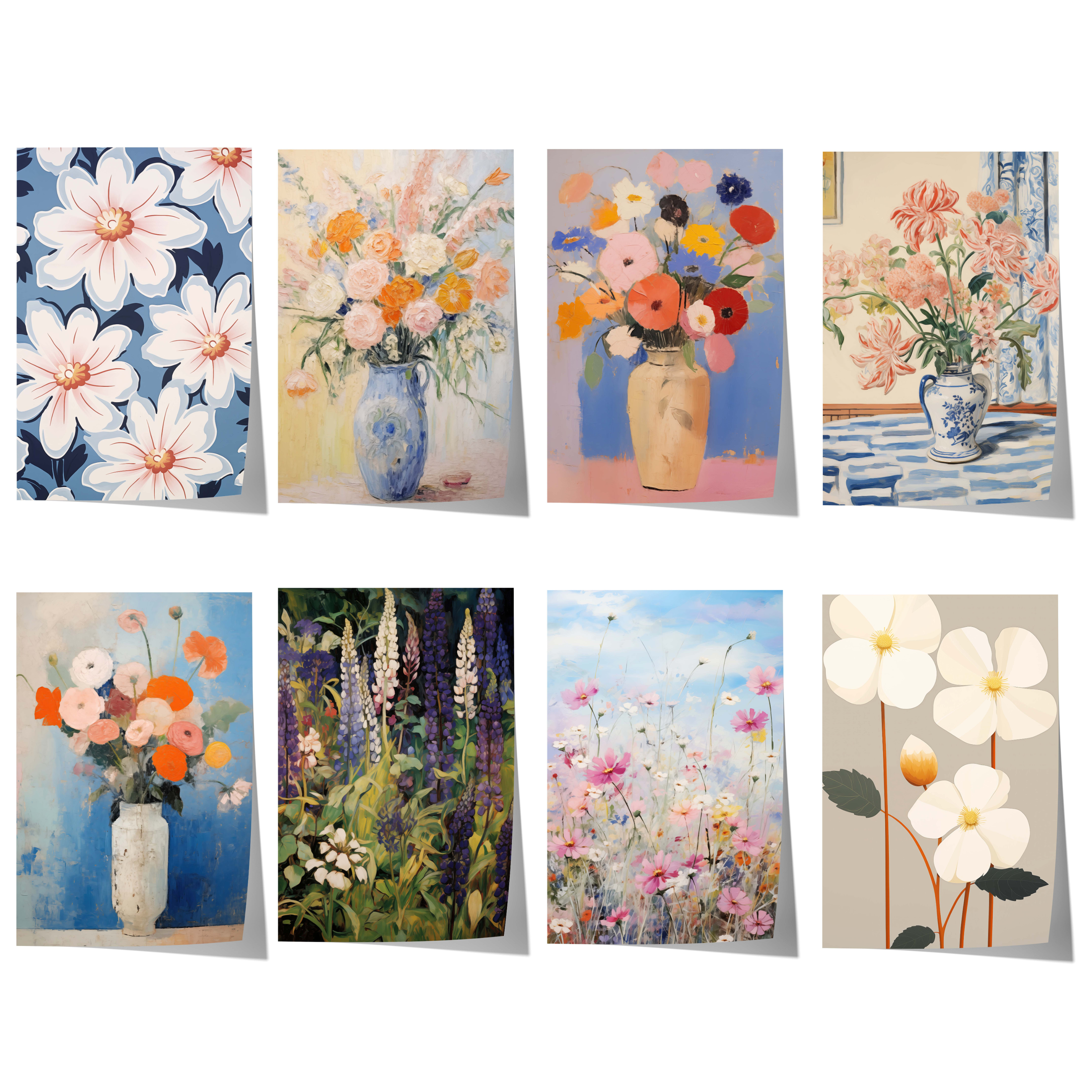 Blumen Poster · Geschenkidee · Bunte Wildblumen · Florale Aquarellmalerei · Vintage Stil · Dekoprint ohne Rahmen-0